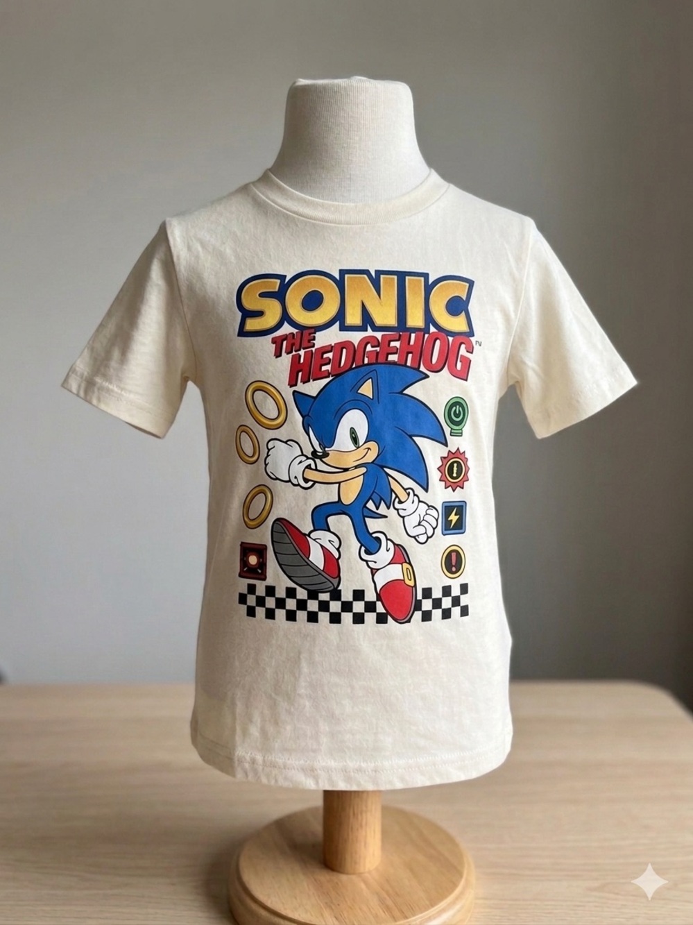 Sonic the Hedgehog Graphic Tee Cream Short Sleeve Shirt - Size 6